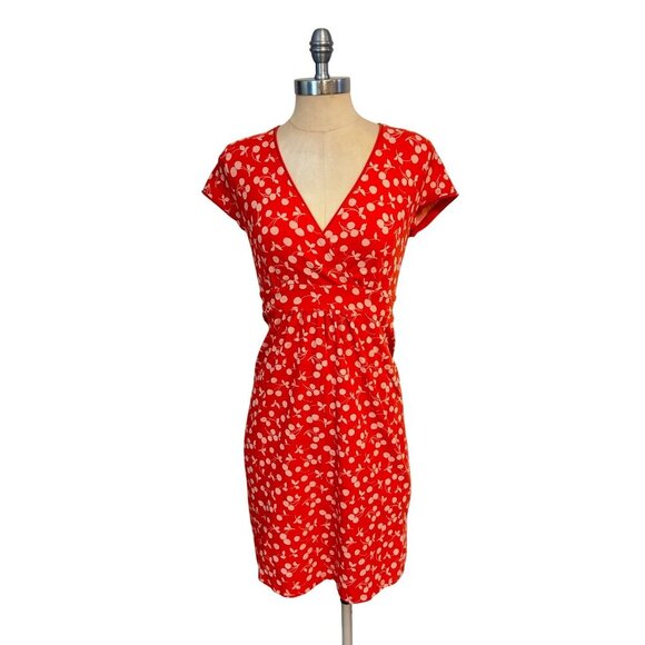 BODEN Phoebe casual jersey Dress orange sunset jungle bloom 6P petite - Picture 2 of 6